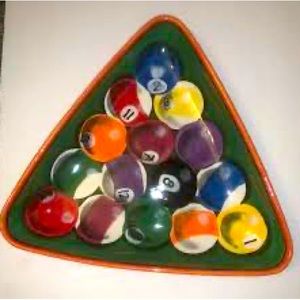“Clay Art Stone” Rack 'Em Up Pool Billiards Chip & Dip Bowl Set